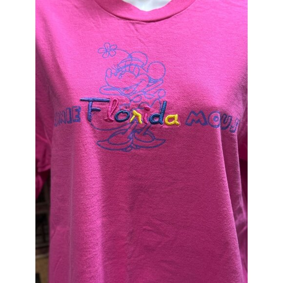 Disney Women's Minnie Mouse Florida Embroidered Graphic Pink T-Shirt - Picture 14 of 15